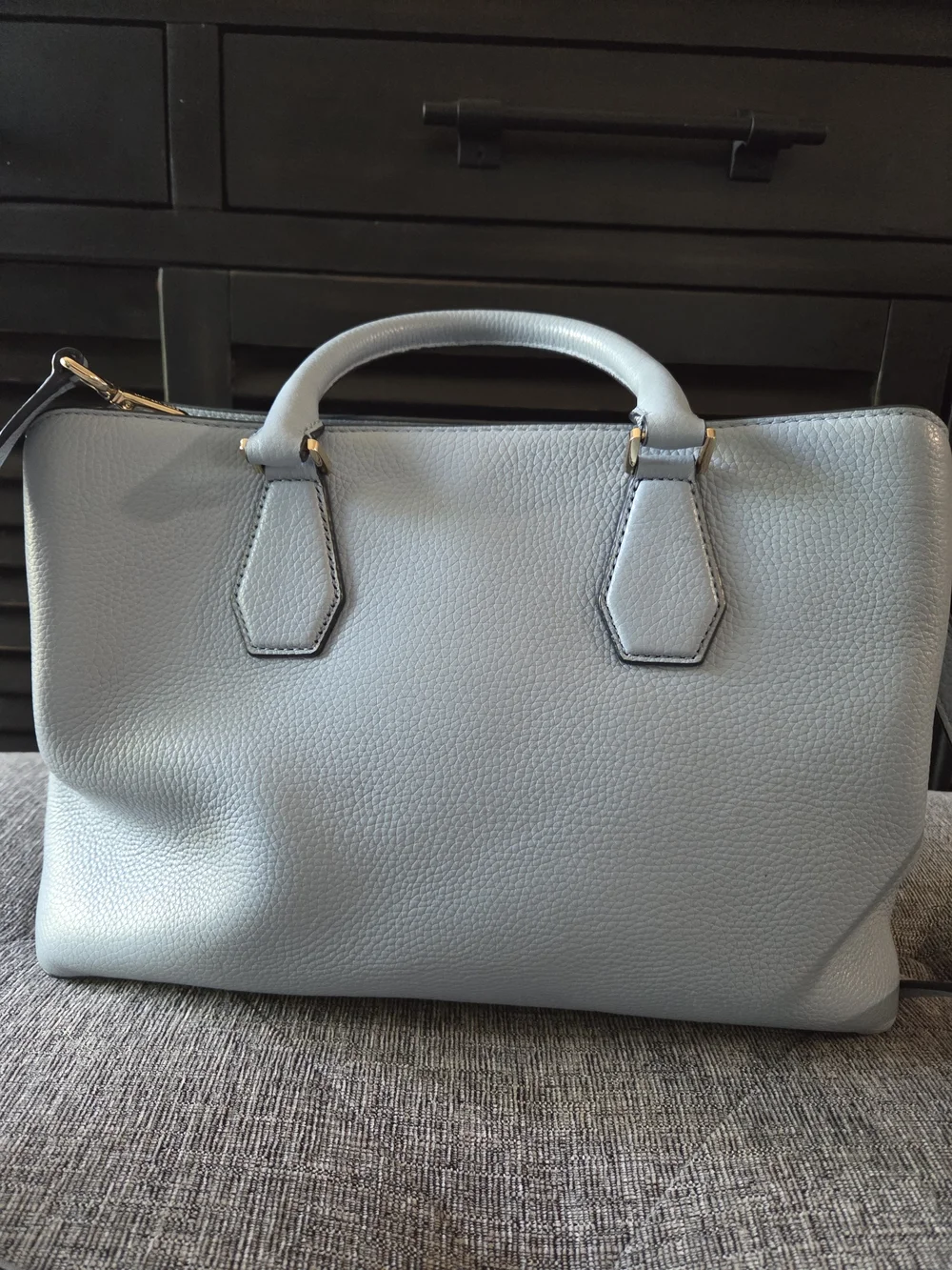 MICHAEL KORS Camille Blue Pebbled Leather Satchel Crossbody Bag